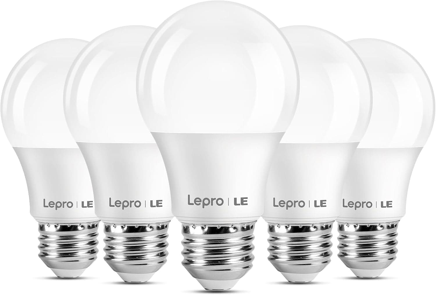 Lepro A19 E26 LED Bulbs, 9W, 800 Lumens, Daylight 5000K, 5 Pack