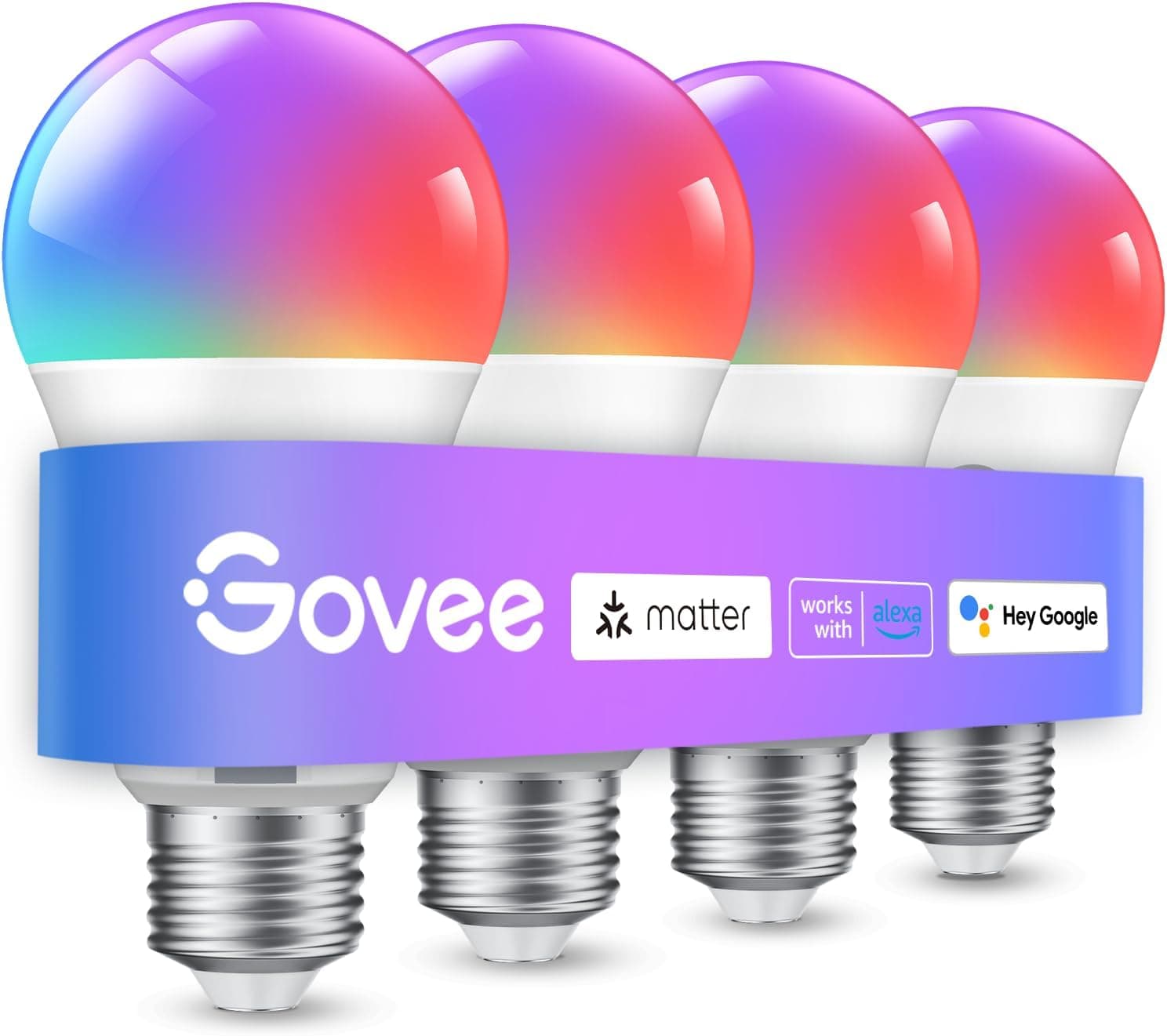 Govee Smart Light Bulbs, A19 Color Changing, 800 LM, E26 Base