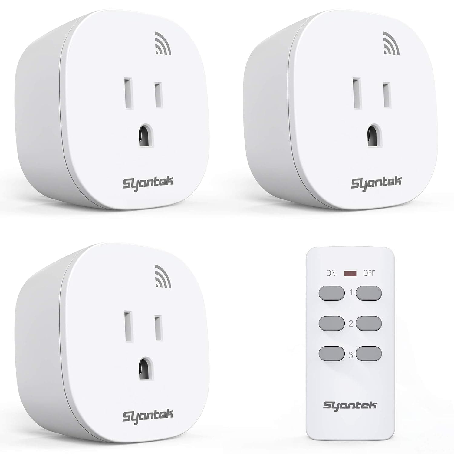 Syantek Remote Control Outlet, 3 Outlets and 1 Remote, White